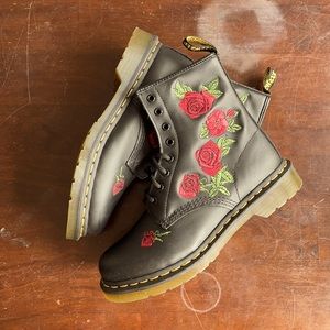 Dr. Martens Black Rose Stitch Boots (women)